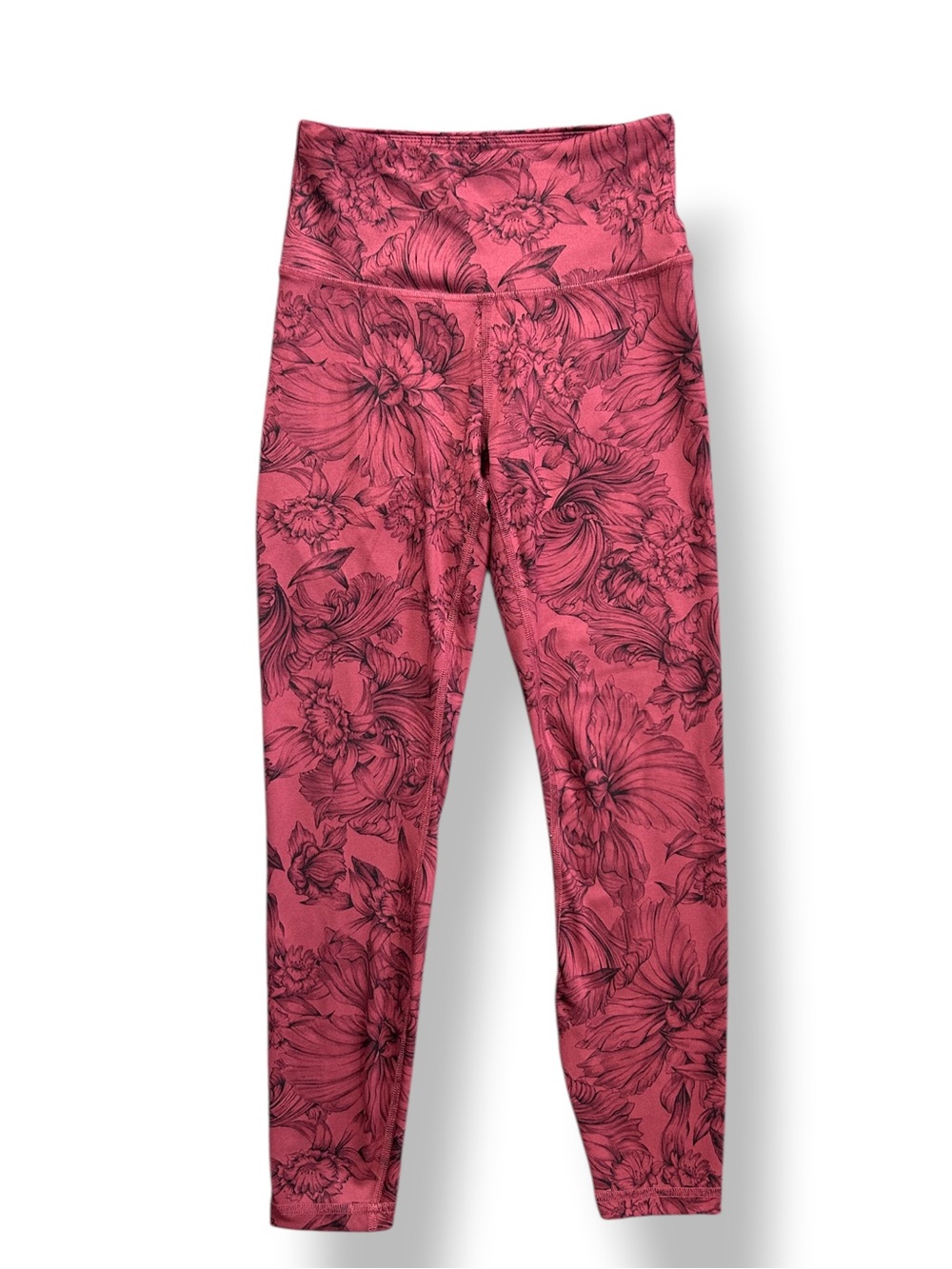 4/$20 Balance Collection Floral High Rise Crop Leggings Maroon Black Yoga Small - Picture 2 of 4